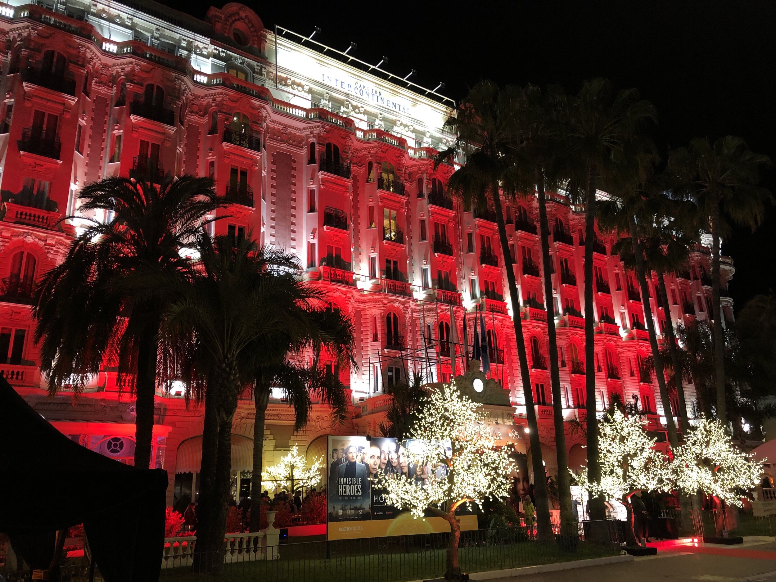 The Carlton in Cannes at night
